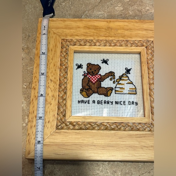 Wooden Framed Handmade Bear Cross-Stitch Art - Picture 7 of 7